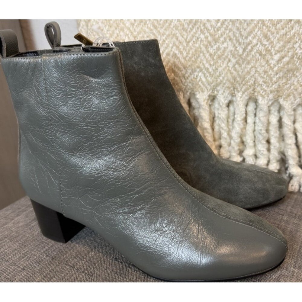 Women's 38 / 7.5 Kurt Geiger London Elmer Leather/Suede Gray Block Heel Boot